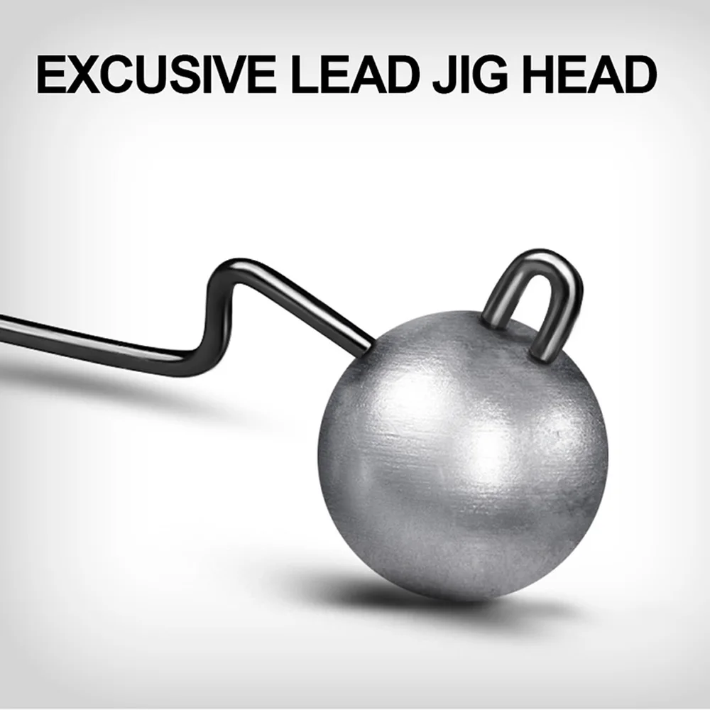Anzuelos de pesca Jigging con cabeza de Metal, peso de 3,5/5/7/10g, anzuelos de pesca Offset de manivela ancha, señuelo suave, aparejos de pesca de lubina con púas, 5 uds. - imagen 4