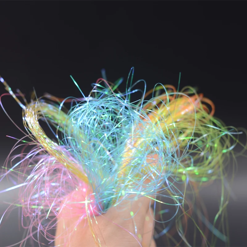 7 colores atado de moscas prisma oropel fibra Ninfa medios materiales sintéticos brillo filamento realista para atar moscas señuelos - imagen 5