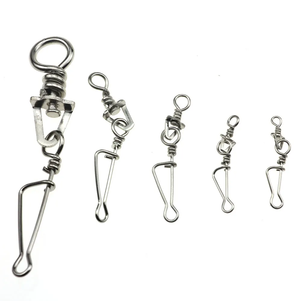 10 unids/lote triángulo giratorio + pin italiano conector de clavija de pesca de acero inoxidable rodamiento Snap aparejos de pesca accesorios de herramientas - imagen 3