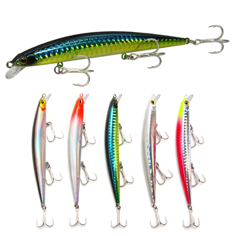 1 Uds Minnow 11g 110mm Señuelos de Pesca ojos 3D cebo duro de plástico Artificial con 3 anzuelos de pesca cebo de carpa Crankbaits aparejos de pesca - imagen 2