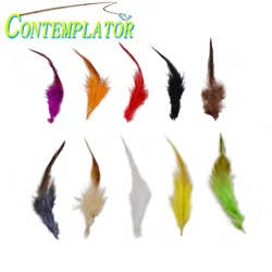 CONTEMPLATOR 50 unids/bolsa sillín de pene Hackle mosca atado plumas para Ninfa brillante 12 colores gallo Schlappen señuelos de mosca artificiales