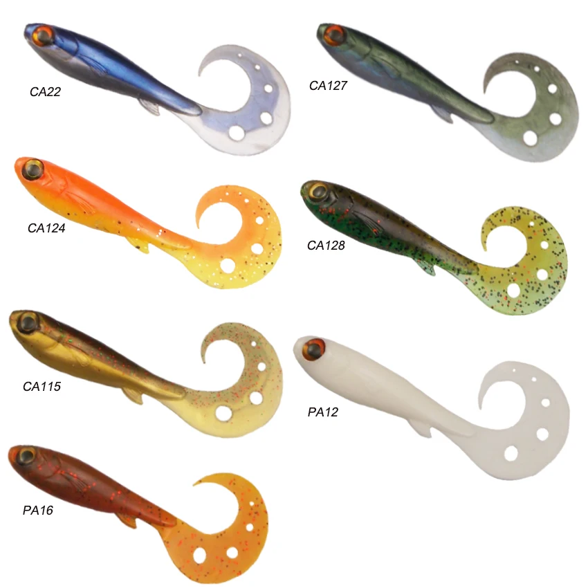 ESFISHING-señuelos de plástico, cebo suave, nadador rizado, 100mm, 6g, 6 uds., Jigging, Pesca, cebos de Pesca, Lucio, lubina, larva, cola, sábalo - imagen 5