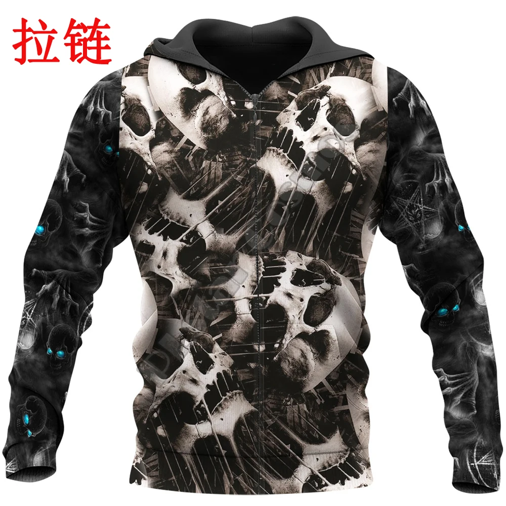 Sudadera calavera 3D KJ659 – Cremallera informal para hombre - imagen 3