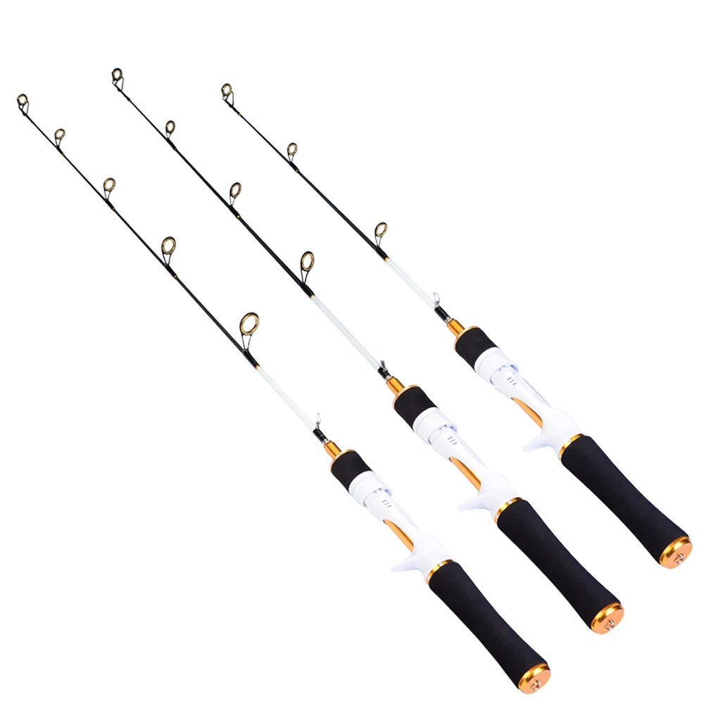 Caña de pescar en hielo con punta sólida, 60/70cm, Combo de bolsillo portátil para barco, señuelos duros de fundición giratoria - imagen 2