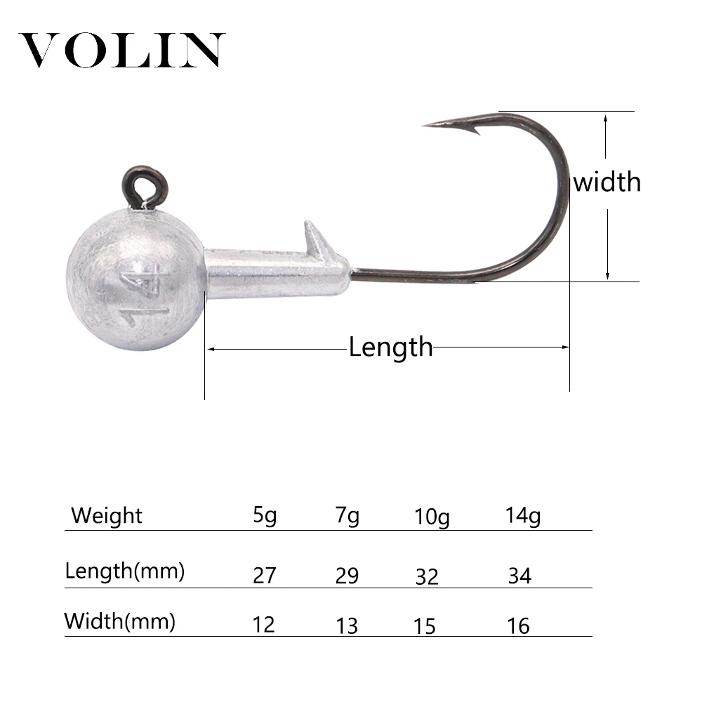 VOLIN-anzuelos de pesca de 5 piezas, 5g/7g/10g/14g, cebo suave, aparejos de pesca - imagen 2
