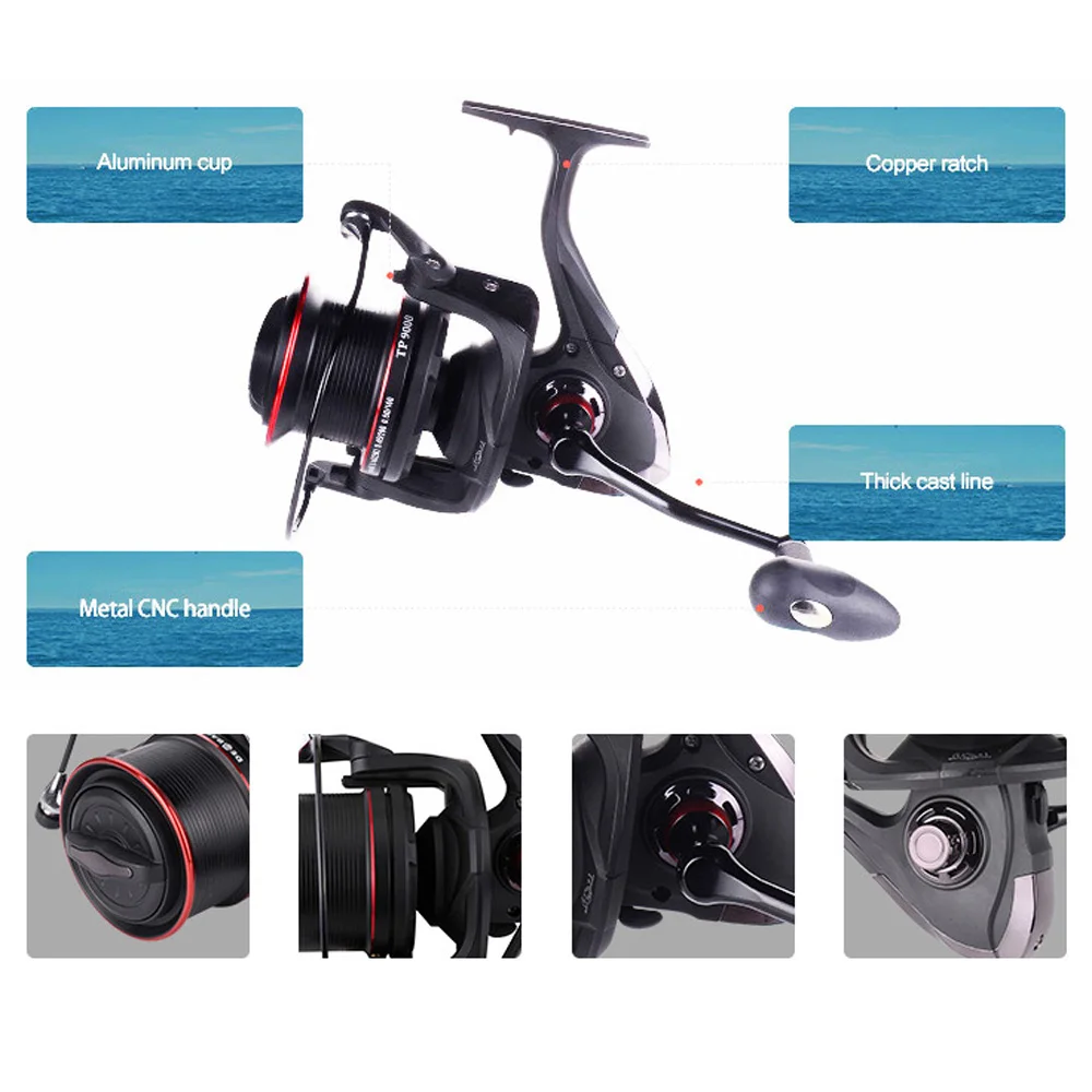 Carrete de pesca grande, serie 8000, 9000, 10000, carretes de pesca giratorios de fundición larga, 4,1: 1, captura de peces, alimentador de carpa, rueda de pesca, nuevo - imagen 2