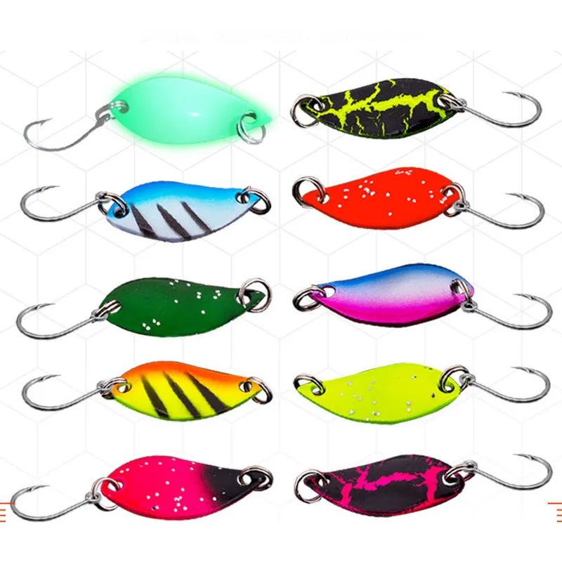 Mosodo-Juego de Señuelos de Pesca de 12 piezas, cebo duro con ganchos de fundición, cuchara de Metal, Spinner, accesorios de pesca, 2,5/3,5/5g - imagen 5