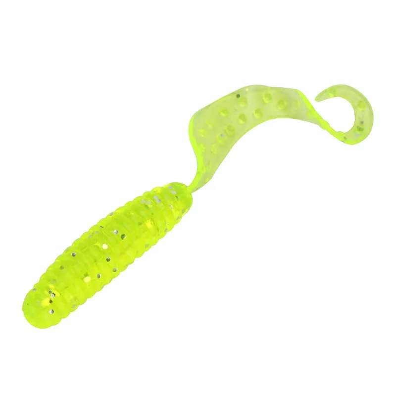 Señuelo blando de pesca, cebo larva 6,5 cm, 2,4g, cola de hoz, gusano, señuelos artificiales de PVC, lote de 10 piezas en oferta - imagen 3