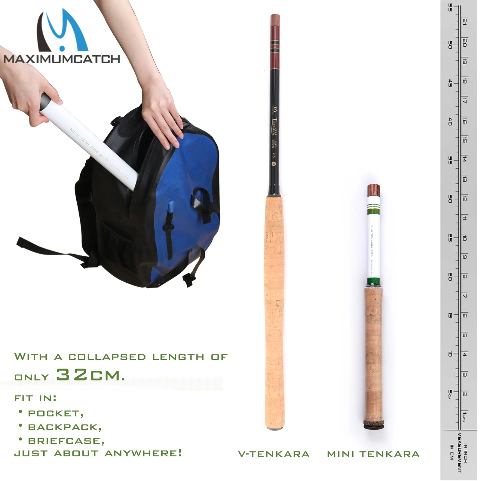 Maximumcatch-caña de pescar telescópica con mosca Tenkara 6:4/7:3, acción 240/285/360CM, 9-15 segundos, de fibra de carbono, con tubo de 32cm - imagen 5