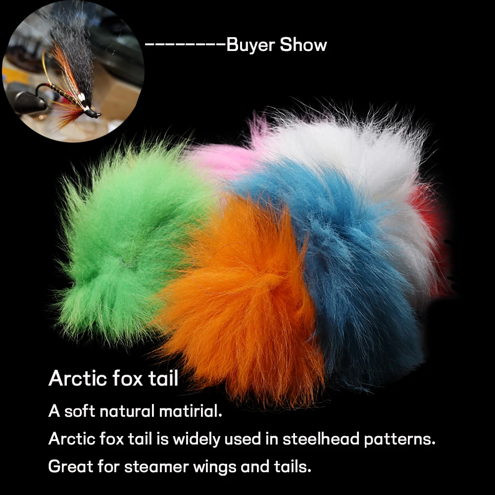 WIFREO, 12 piezas, atado de moscas teñidas, pelo de cola de zorro ártico para salmón, tubo de moscas, plantilla para moscas, Streamer, atado de moscas, Material de piel - imagen 4