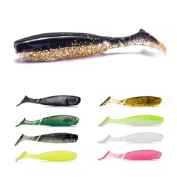 Hanlin-cebos artificiales de silicona, 10/20 piezas, 55mm/2,5g, cola en T, señuelo suave, Wobblers, pesca de Lucio, aparejos de hundimiento