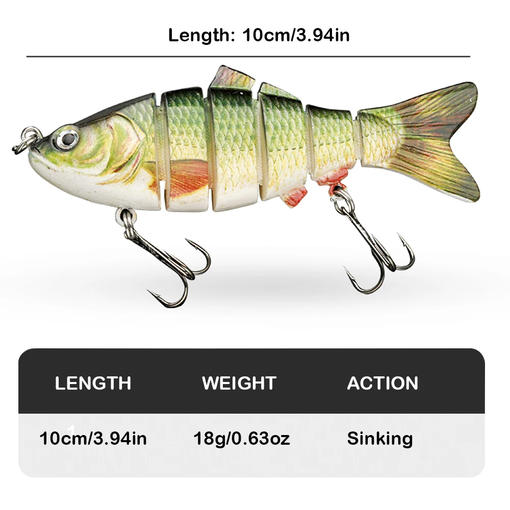 JOHNCOO-Juego de Señuelos de Pesca, Kit de cebos artificiales duros de 6-8 segmentos, Swimbait, trucha, Lucio, Wobblers de hundimiento múltiple, 12cm, 21g, 3 uds. - imagen 4