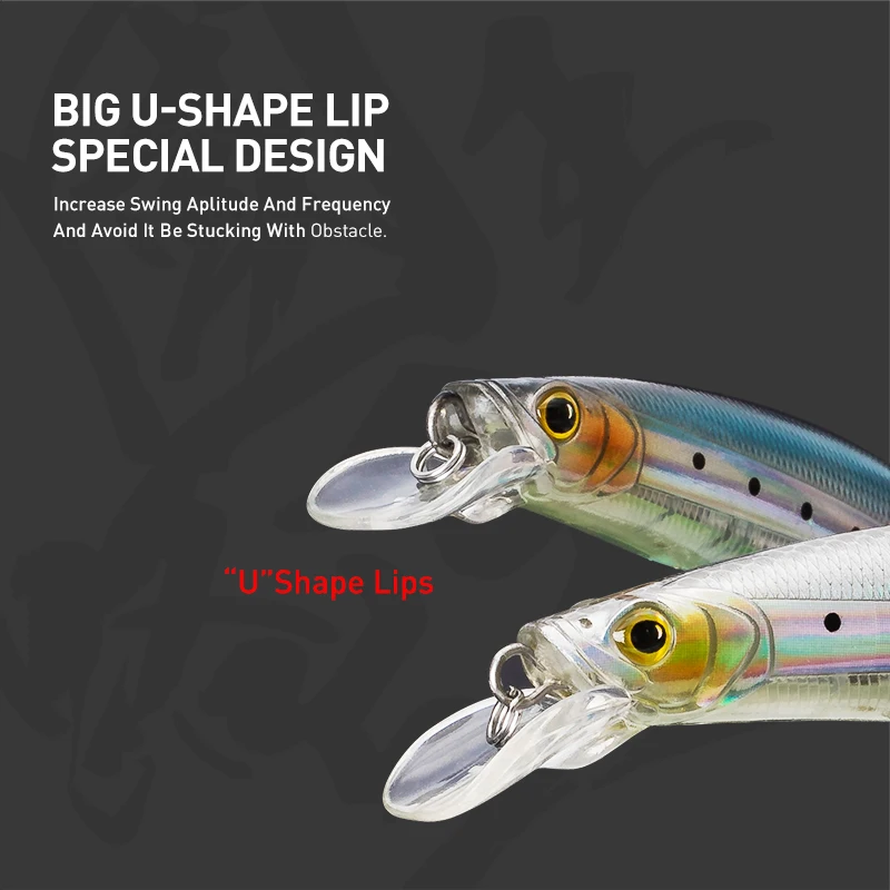 Kingdom-Señuelos de Pesca Crankbait suspendido para agua salada, flotantes, pececillos, labio en forma de U, cebo duro Artificial oscilante, Wobblers para pesca - imagen 5