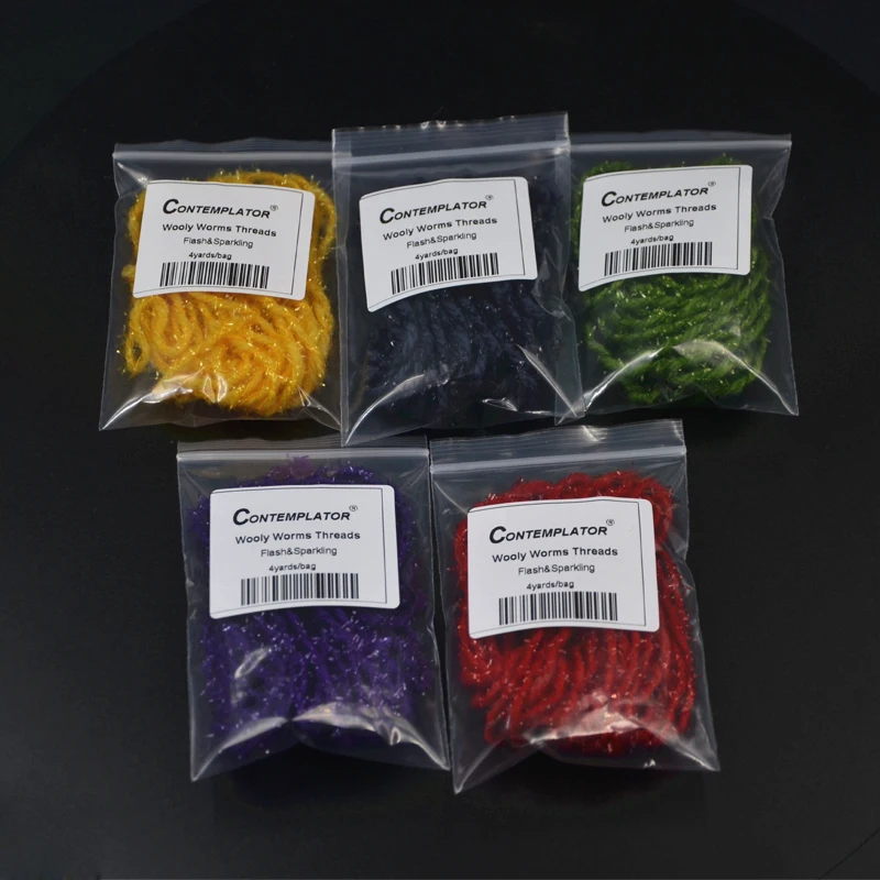 Línea de cristal flash streamer & bonefish fly, hilo de chenilla brillante, gusanos de lana, material de atado de moscas, 10 colores, 12 yardas - imagen 4