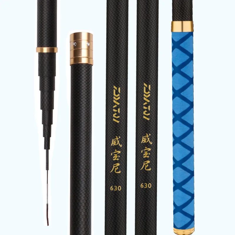 Caña de pescar telescópica de fibra de carbono puro, superligera, dura, para agua dulce, 3,6/4,5/5,4/6,3/7,2/8/9/10 metros - imagen 4