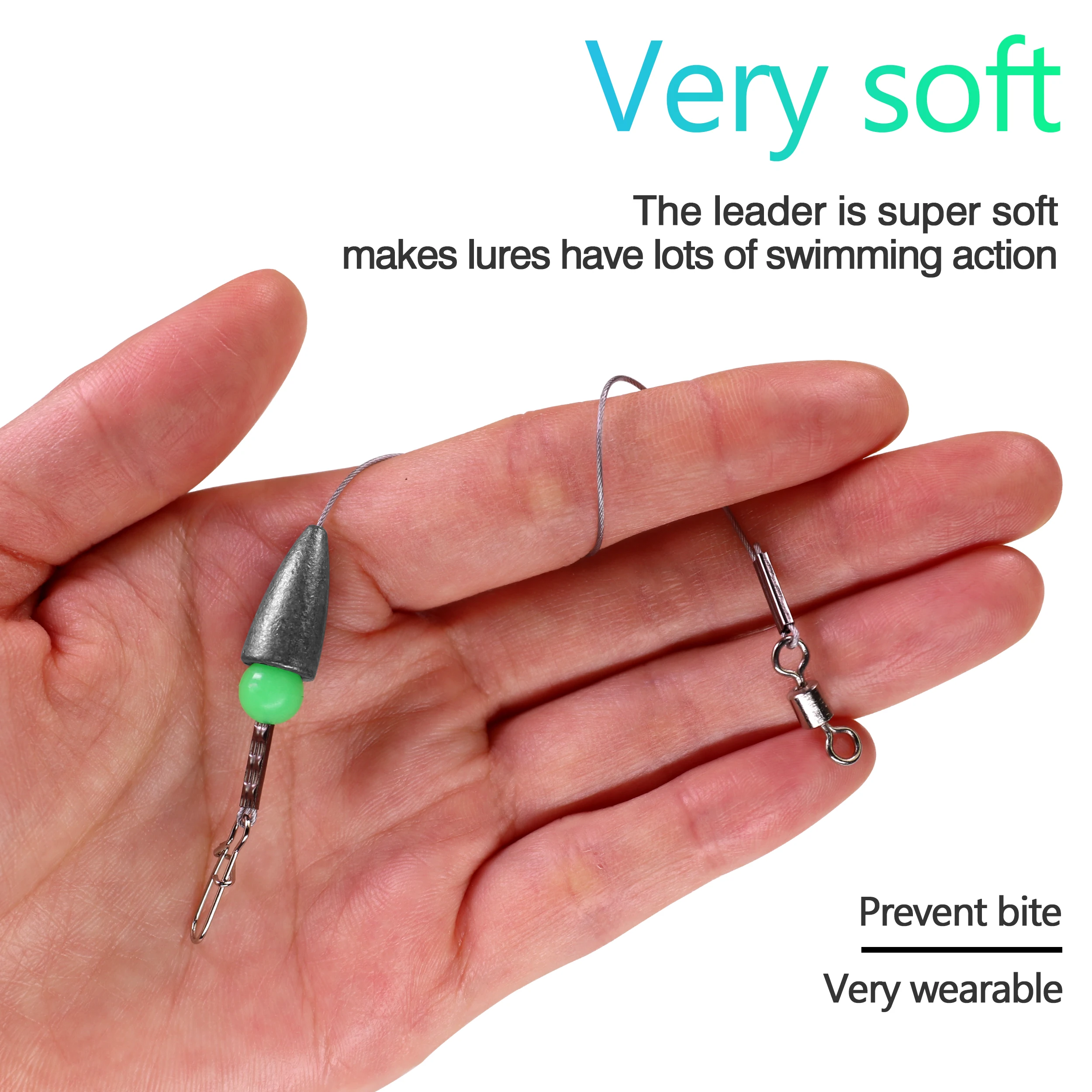 THKFISH 5 uds Carolina Rig 6g 8g 11g 15g peso de plomo de bala alambre de pesca de acero inoxidable líder pesca giratoria plomos de pesca - imagen 5