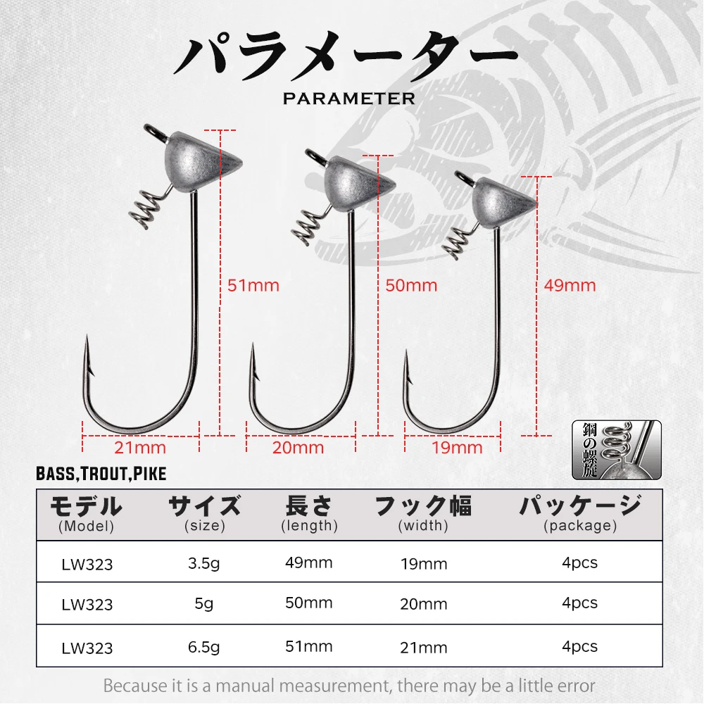 3,5g 5g 6,5g cabeza trechosa jigging cabeza de tornillo HUNTHOUSE anzuelo plano aparejos de pesca señuelo suave accesorios para señuelo de pesca suave - imagen 2