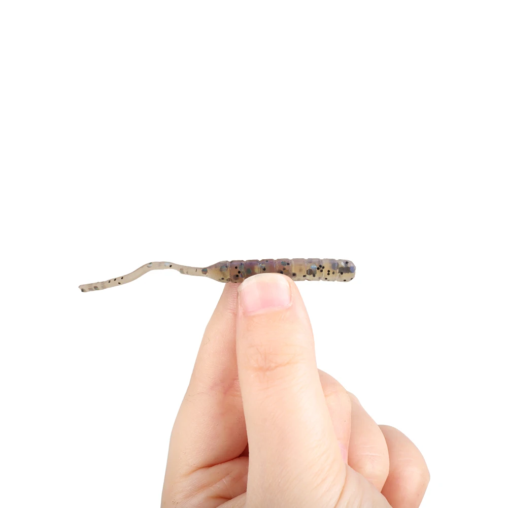 BassLegend-Mini gusanos de pesca de plástico suave para agua salada, gusanos de roca, Lucio, trucha, 55mm, 0,4g - imagen 4