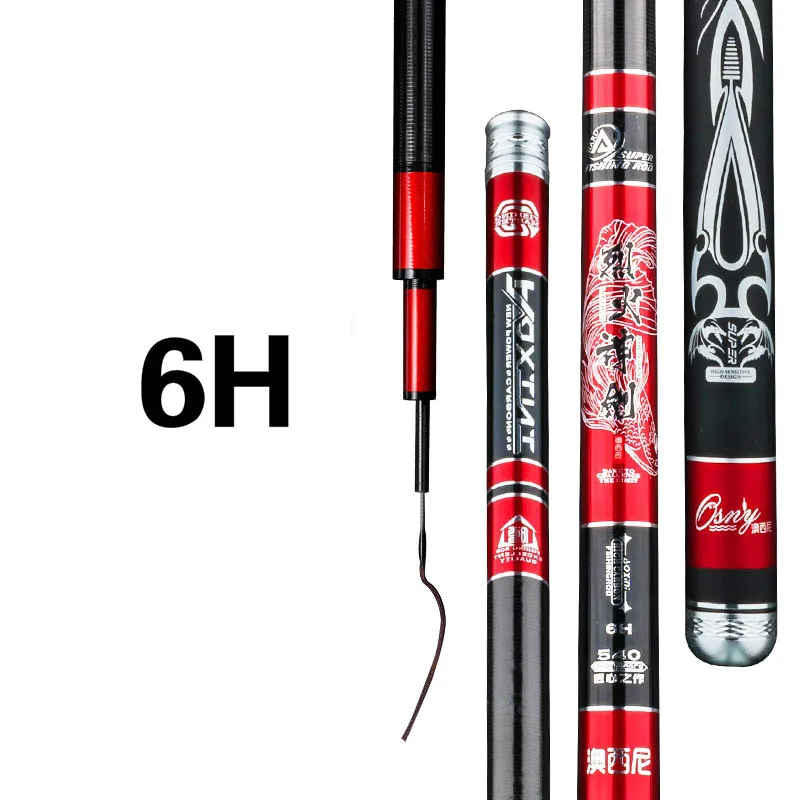 Caña de pescar dura de fibra de carbono, 6H, 5H, 4H, 28/19 Tune, 3,6 m-7,2 m, equipo de pesca Olta - imagen 2