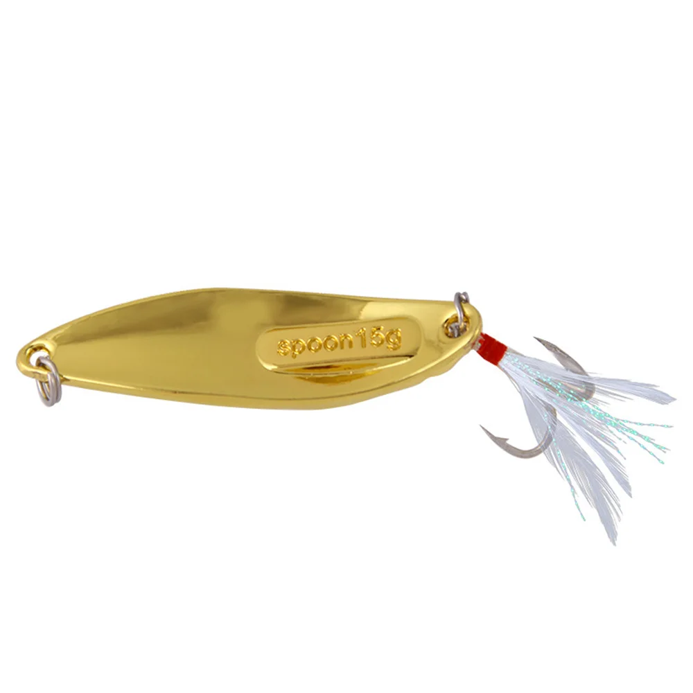 1 Uds cuchara de Metal Fshing señuelos 7g 10g 15g 20g cebo Artificial giratorio con pluma ganchos agudos trucha, Lucio Pesca lentejuelas abordar - imagen 5