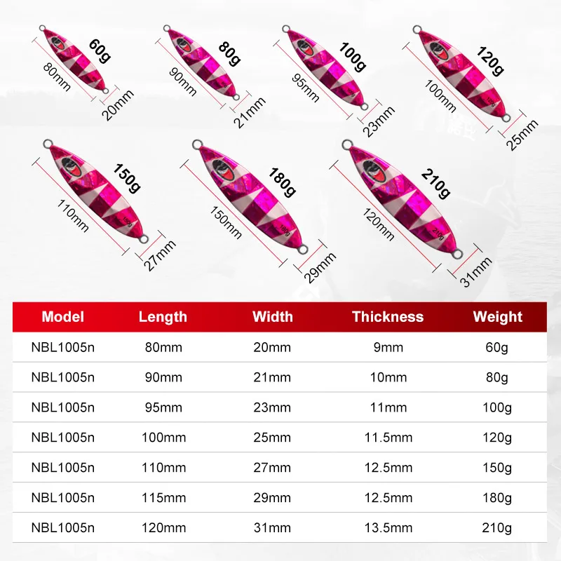 NOEBY-señuelo de Metal para pesca en el mar, 60g, 80g, Jigging lento, cuchara de señuelo de Metal, cebo duro Artificial, aparejos de pesca de agua salada - imagen 3