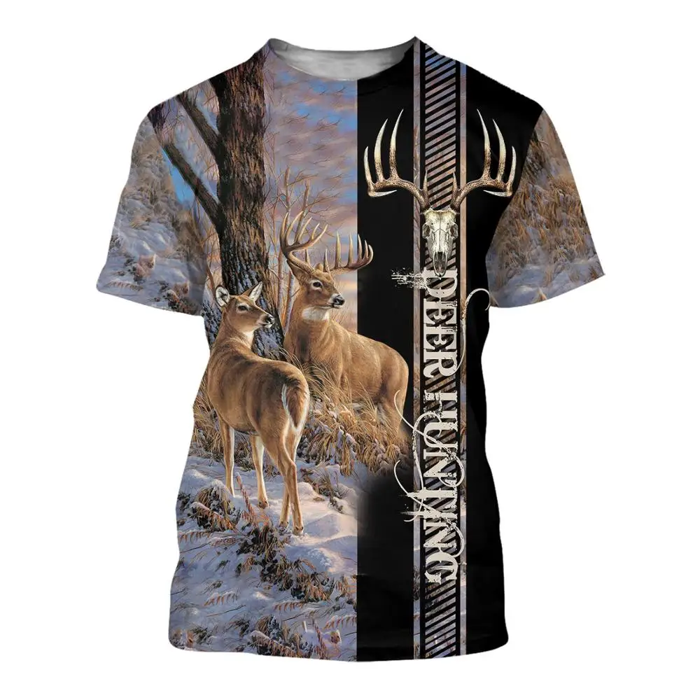 Camiseta de caza 3D con motivos de ciervo y oso – Verano 2025 unisex - imagen 4