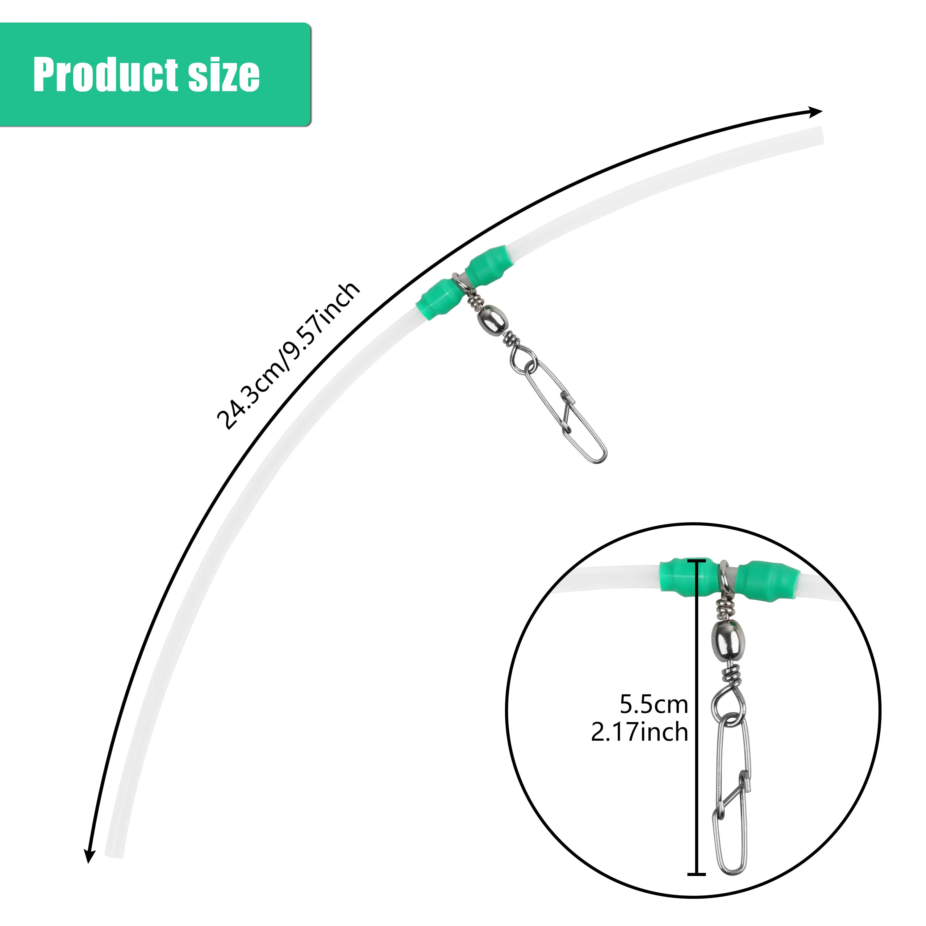 Mangas de pluma alimentadora antienredos para pesca, tubo de línea cruzada de 20 piezas con conector de broches giratorios de barril para latón - imagen 2