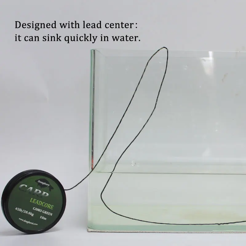 Línea líder de carpa con núcleo de plomo trenzado, línea principal de camuflaje verde Leadcore para aparejo de carpa, aparejo de helicóptero Chod, línea de pesca gruesa de carpa, 2 uds. - imagen 5
