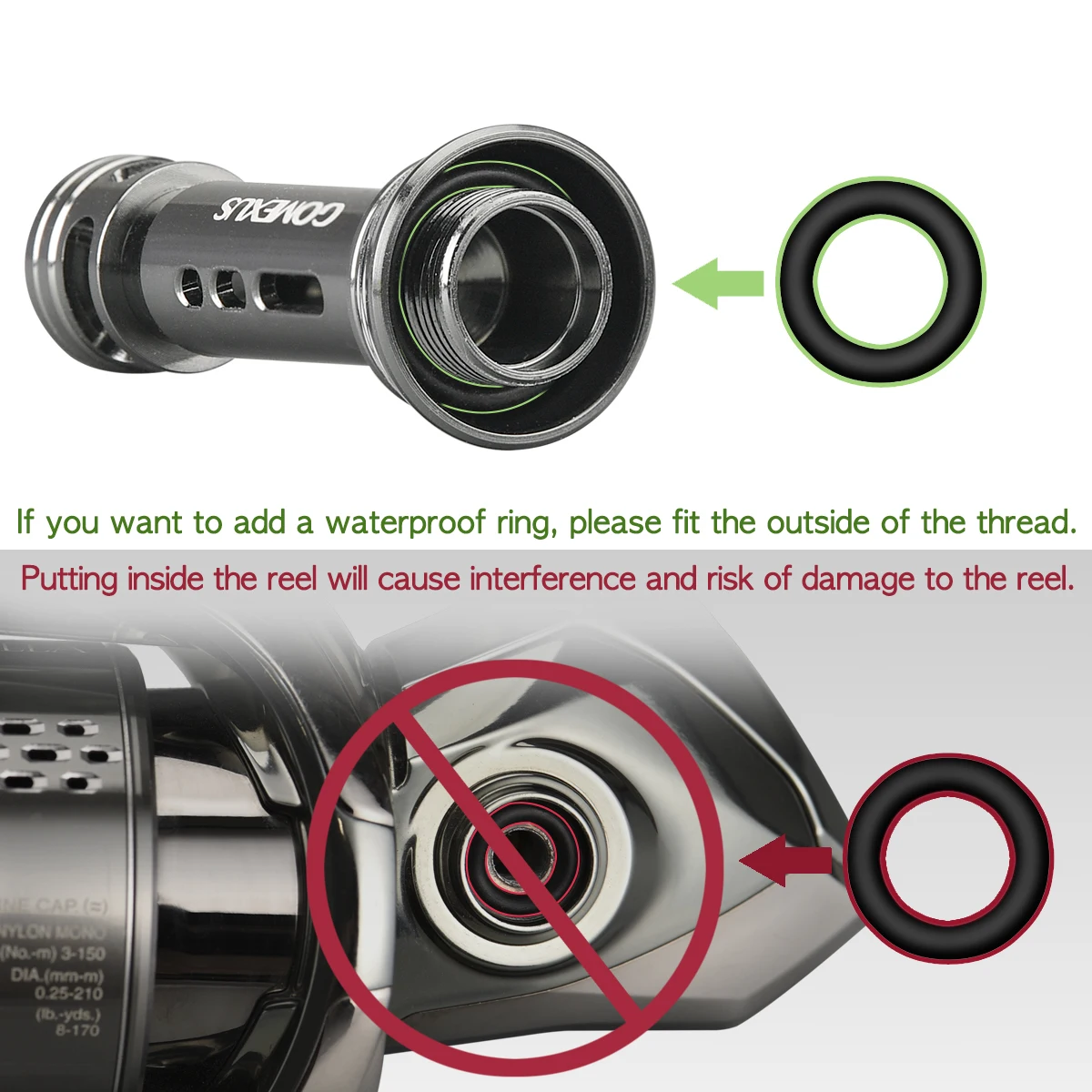 Gomexus Soporte Antirayaduras de Carrete de Pesca para Shimano Vanford Stella Stradic FK Daiwa Luvias 19 Certate LT 1000 - 4000 Spinning Reel Stand Metal 42mm - imagen 5