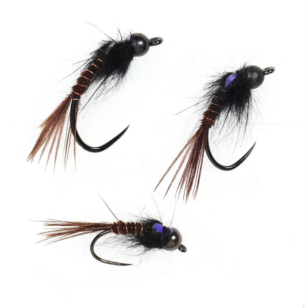 ICERIO-Cabeza de cuentas de tungsteno, 6 piezas, Caddis Nymph, Mosca de pesca de hundimiento rápido, anzuelo checo, mosca para trucha, Señuelos de Pesca 8 #10 #12 # - imagen 5