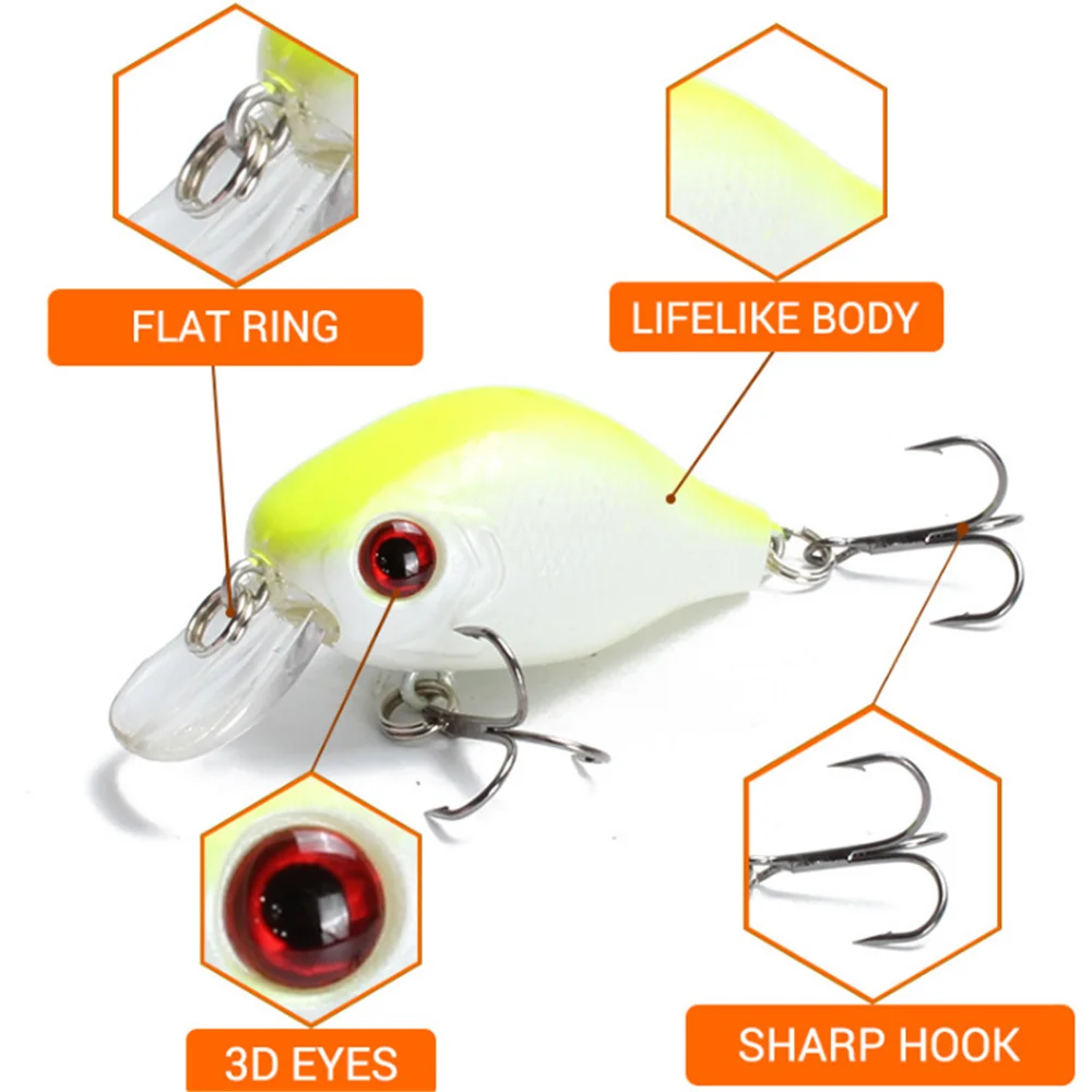 1 Uds. Señuelos de manivela flotantes 5,5 cm 7,6g Trolling cebo de Pesca duro de plástico Artificial aparejos Lucio Crankbait Wobbler Pesca - imagen 5