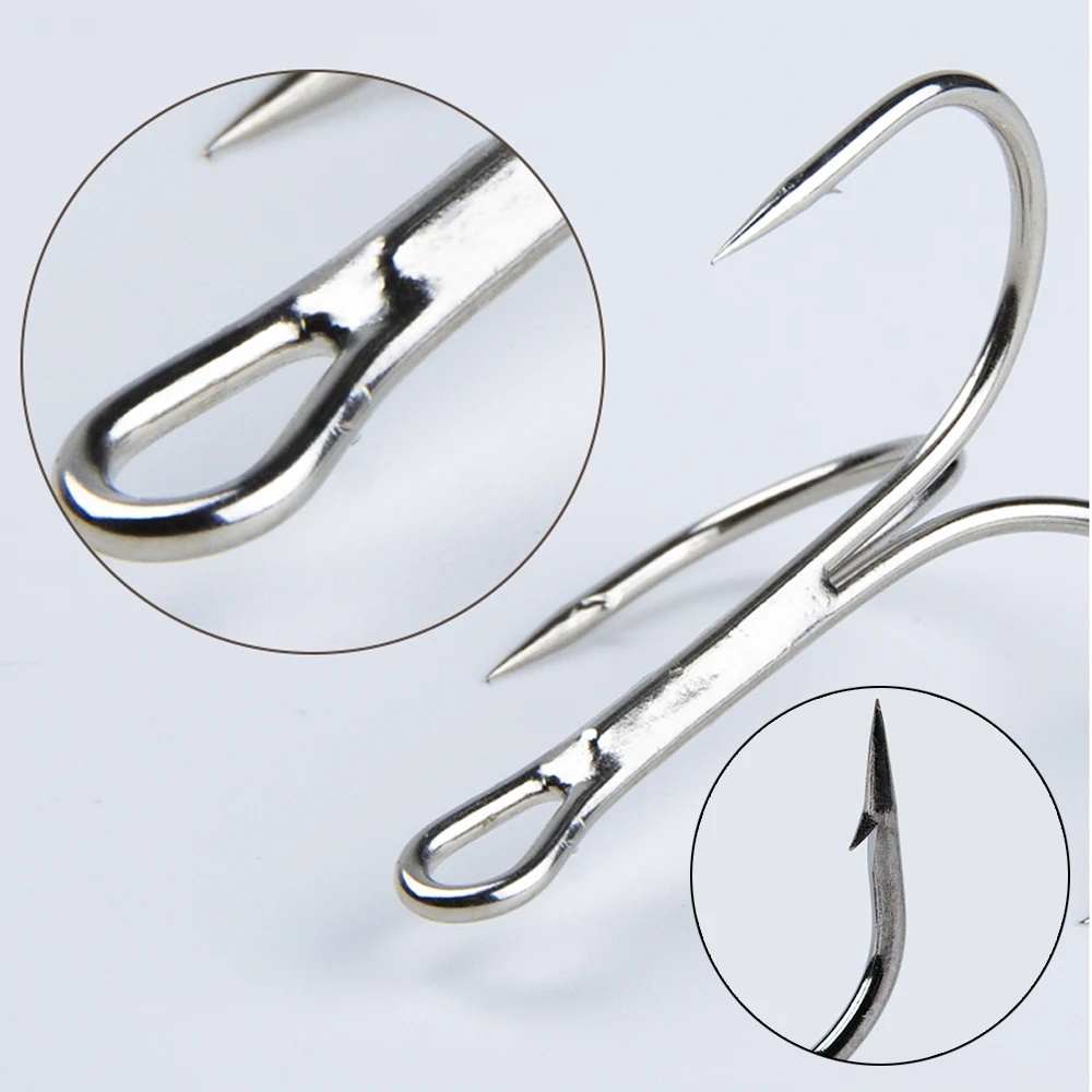 15 unids/caja 5002 ganchos triples del propietario tamaño plateado 1/2/4/6/8/10/12/14 # aparejos de pesca para Lucio - imagen 3