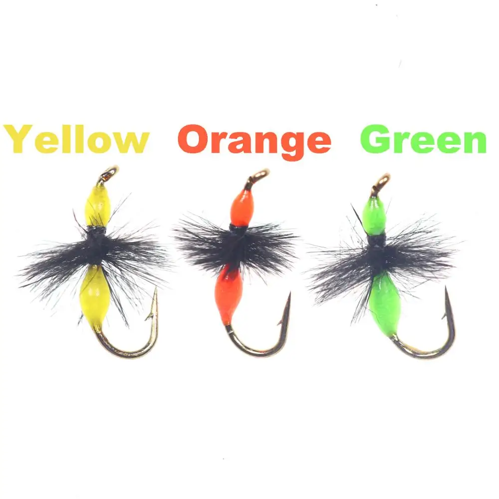 Bimoo-señuelo de cebo duro para pesca, cebo de cuerpo duro, naranja, amarillo, verde, epoxi, hormiga, trucha seca, río rocoso, trucha, 10 piezas, tamaño #14 #16 - imagen 3