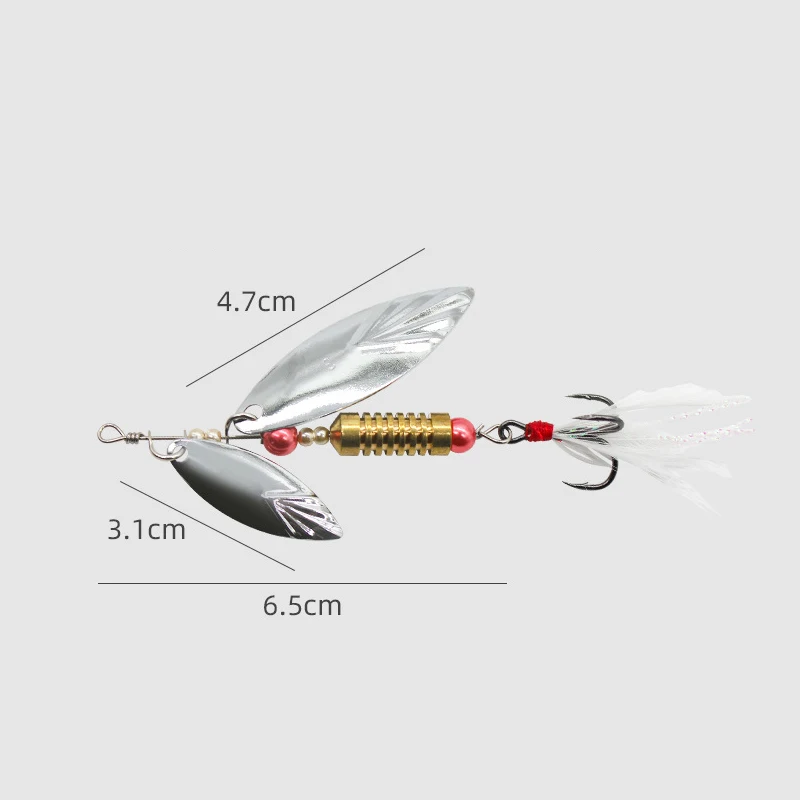 Señuelo giratorio de pesca con lentejuelas, 9g/6,5 cm, Wobbler, con pluma, aparejos de pesca para lubina, trucha, perca, Lucio, herramienta de señuelo, 1 ud. - imagen 3
