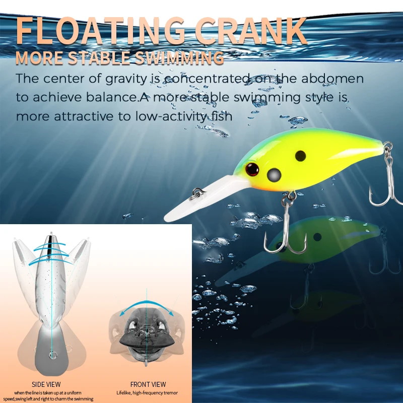 Modelo caliente Bearking, manivela de señuelo de pesca A+ 64 mm 16 g 6 colores para elegir bucear 2,5-3,2 m. aparejos de pesca cebo duro - imagen 4