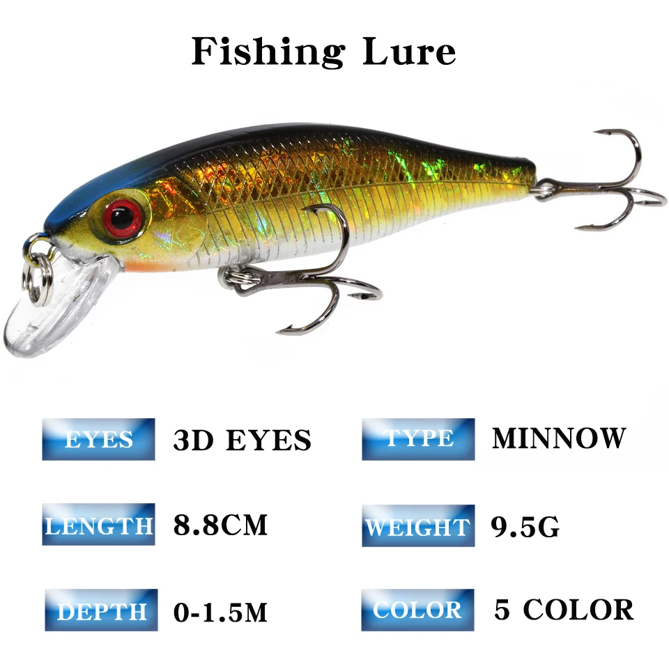 Señuelos Minnow de calamar de Metal, artículos duros para pesca, señuelos luminosos swimbait Sea River Shad - imagen 4