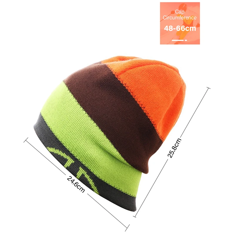 Mosodo-gorros térmicos de esquí para hombre y mujer, gorros cálidos con tiras de Color, gorros de lana de punto para Snowboard y senderismo, Unisex - imagen 5