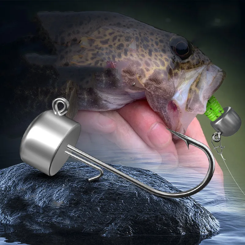 Anzuelo con cabeza de anzuelo NED para pesca, anzuelos con soporte auxiliar anticaída fuerte, anzuelo de gusano con cola en T de plomo para pez mandarín - imagen 2