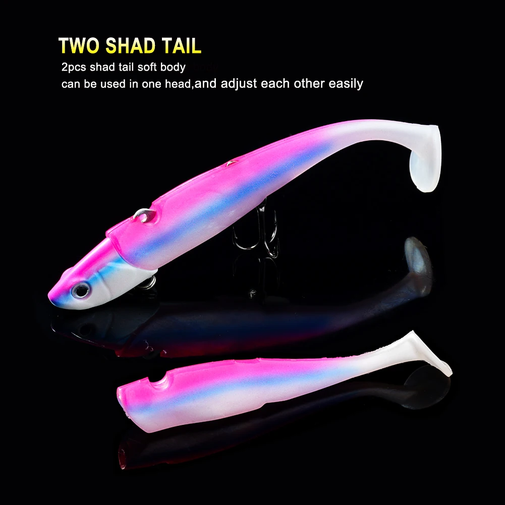 SUNMILE-señuelo de pesca suave, anzuelo VIB VMC de 12cm/30g, cebos blandos que se hunden, cabeza de plantilla, Wobbler, Easy Shiner Shads, señuelo de lubina - imagen 3