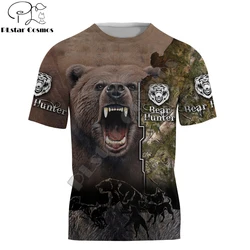 Camiseta Hipster fresca de verano para hombre, camiseta de manga corta con estampado 3D de caza de oso hermoso, camisetas informales Unisex TX208