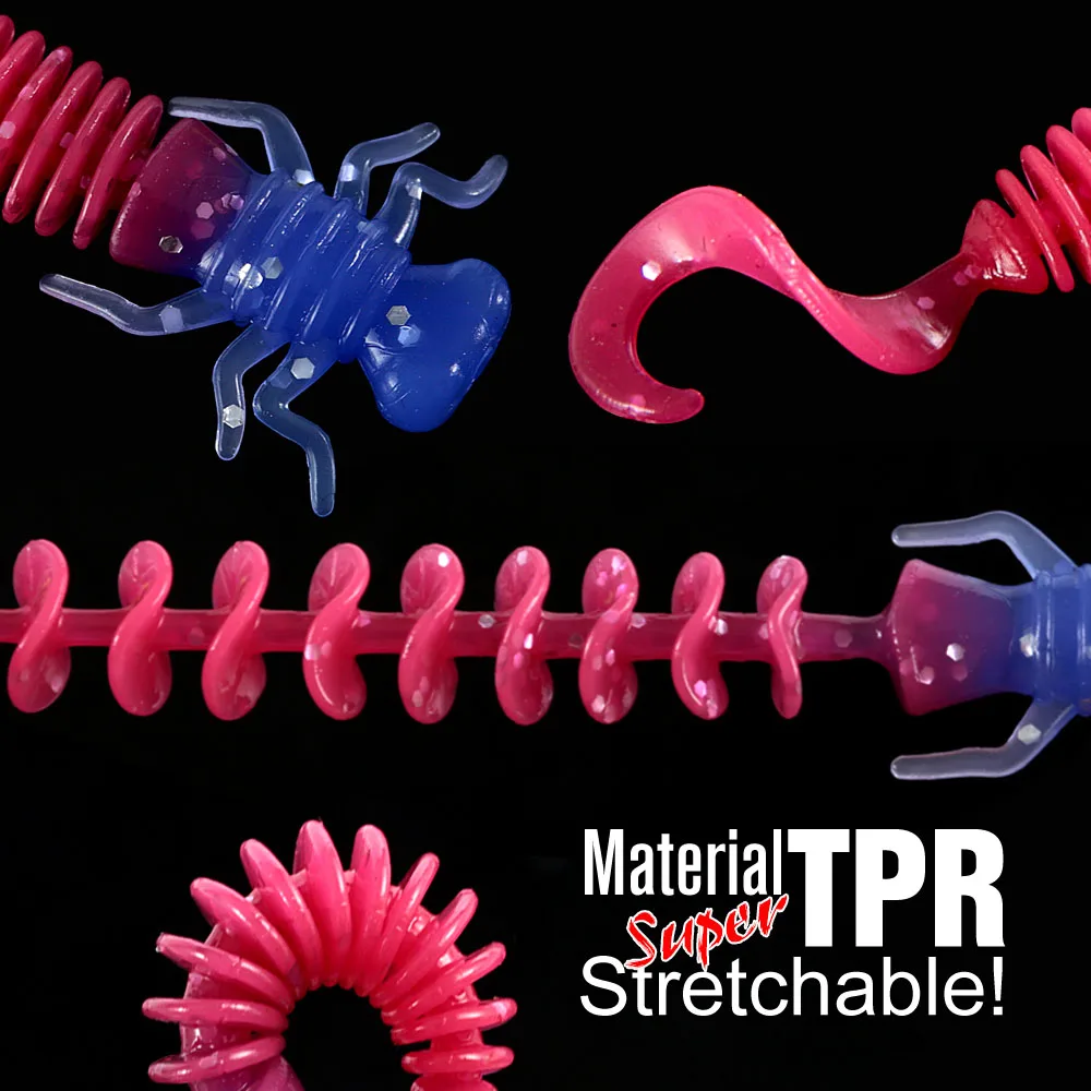 Larva-SEÑUELOS blandos de pesca de 55mm, 20 unids/lote, TPR, señuelo artificial para pesca de lubina, perca, trucha, swimbait suave, Señuelos de Pesca de plástico 2020, cebo de gusano - imagen 5