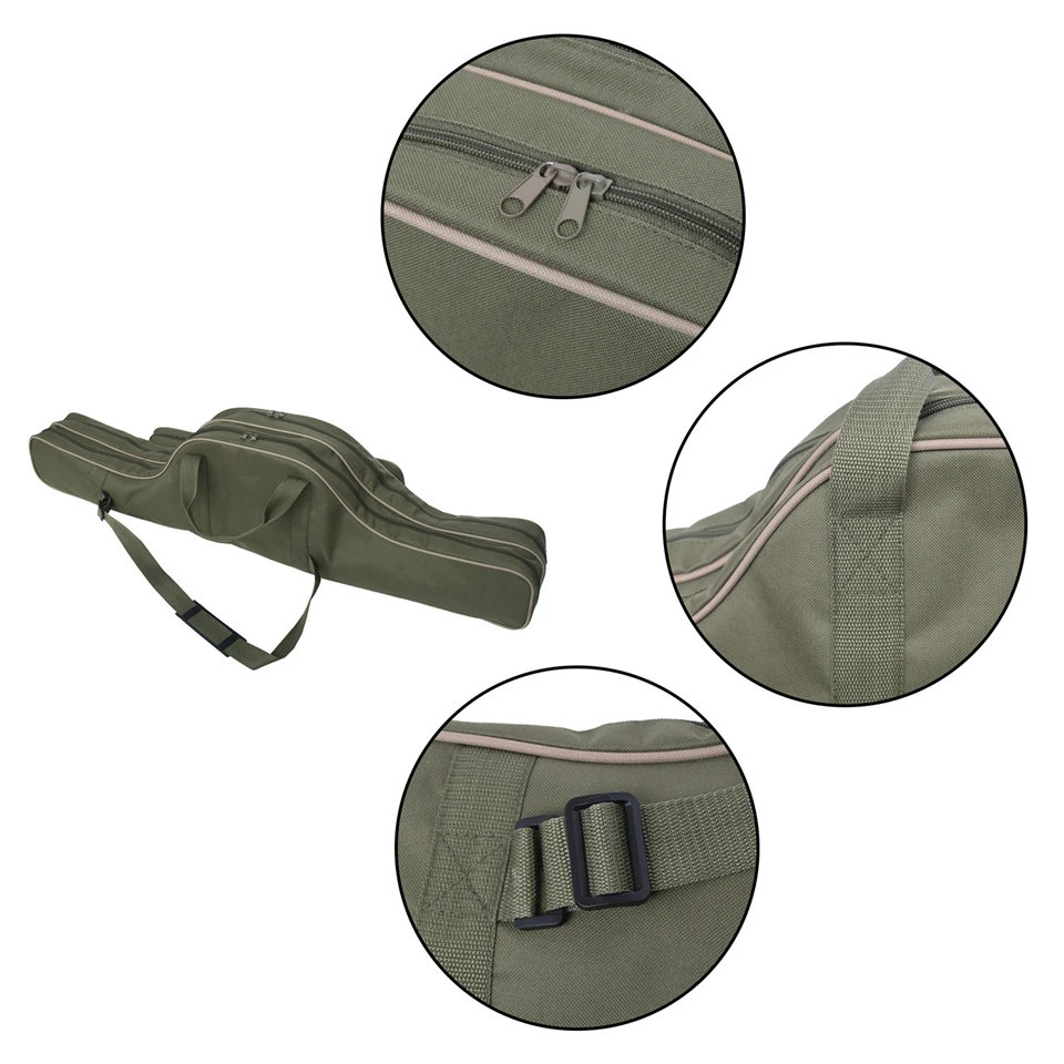 Bolsa de pesca portátil multifunción de gran tamaño, bolsa de lona para caña de pescar de 2 capas, aparejo para caña de pescar - imagen 3