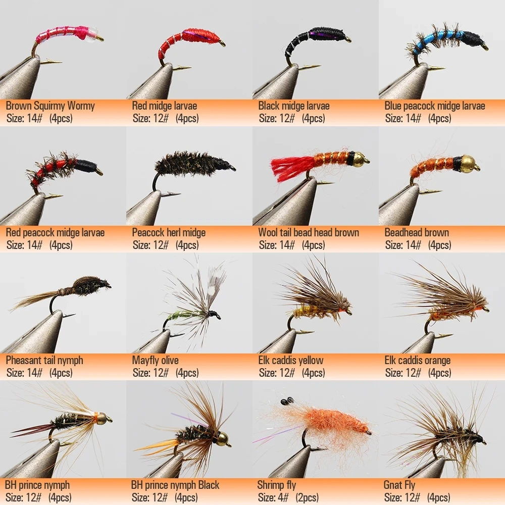Wifreo-Juego de Señuelos de Pesca, caja de moscas e insectos para trucha, ninfas, gusano, Squirmy, larvas, 126 unidades - imagen 3