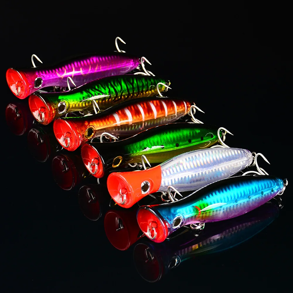 Señuelo de Pesca grande Popper, anzuelos triples Crankbait, ojos 3D, cebo duro Artificial, carpa, Lucio, aparejos de Pesca, 13cm, 43g, 1 pieza