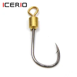 Anzuelo de pesca con púas, aparejos de pesca con cuchara giratoria rodante, señuelo, tamaño #4 ~ #16, 50 piezas