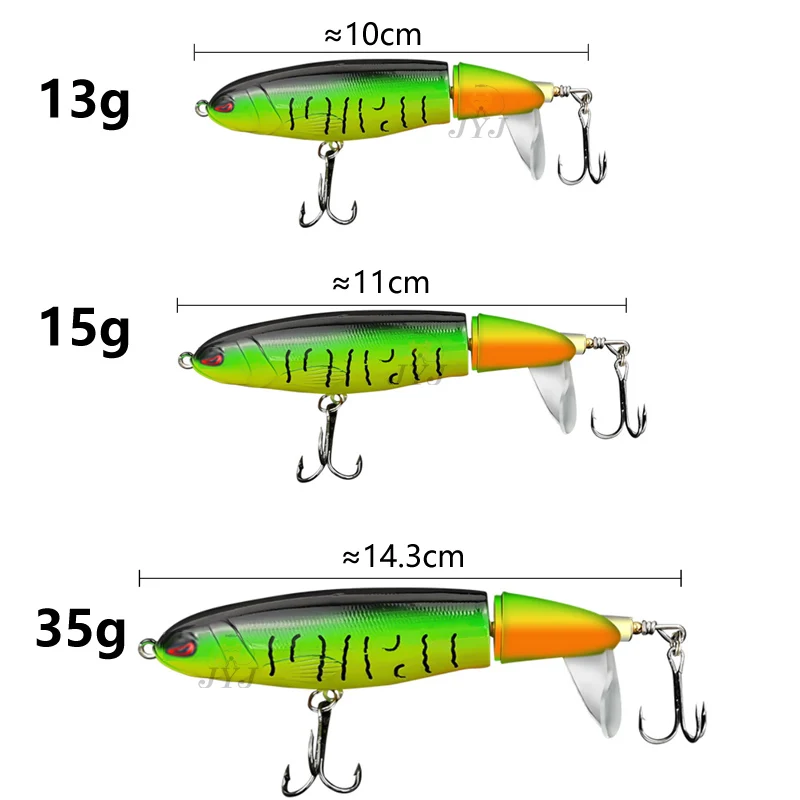 Señuelo de pesca flotante, anzuelo de pececillos VIB, Crankbaits Whopper Popper para pesca, Wobblers, aparejos de cebo de Lucio, 10cm/14cm, 13g, 15g, 35g, 1 unidad - imagen 3