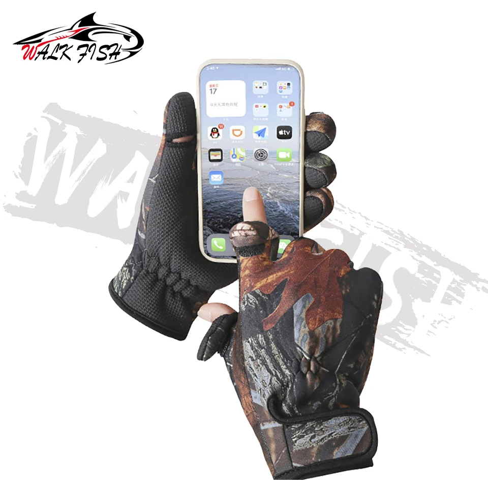 WALK FISH-guantes de pesca para exteriores, resistentes al agua, tres o dos dedos, antideslizantes, para escalada, senderismo, acampada - imagen 2