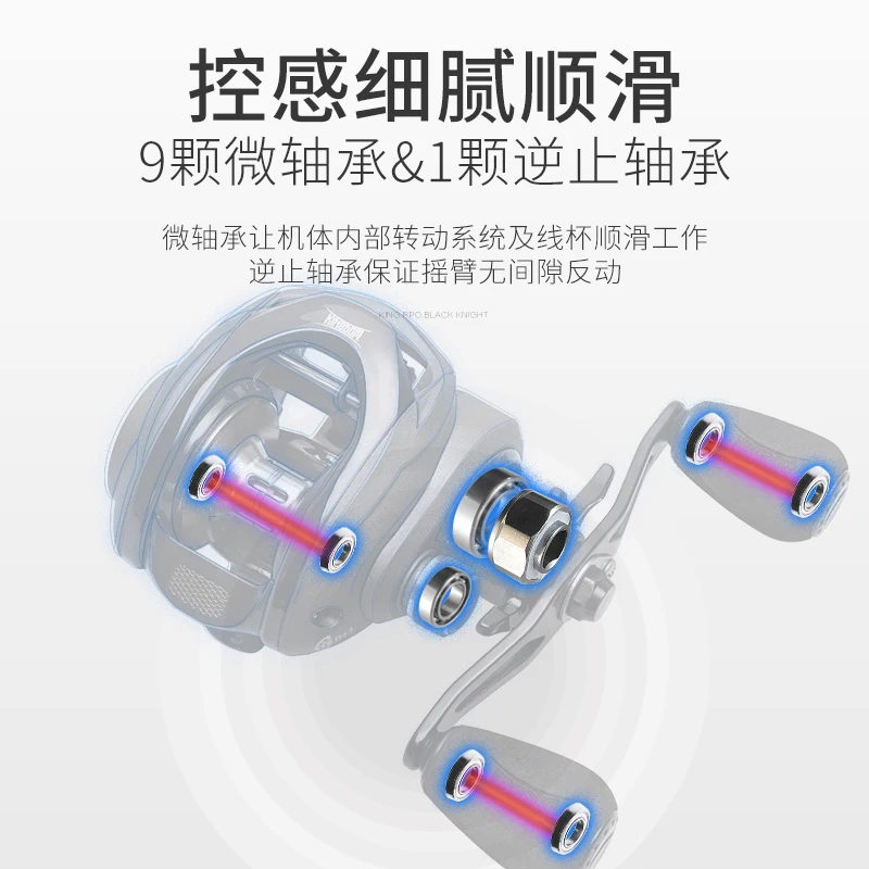 Carrete de Baitcasting de alta velocidad, 8,0: 1, relación de engranaje 10BB, sistema de freno magnético para agua dulce/salada, rueda de pesca, buque de curricán - imagen 3