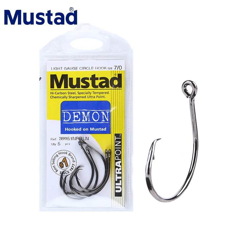 MUSTAD 39951 #   Anzuelos de Pesca circulares de acero rico en carbono, anzuelos de Pesca afilados y fuertes a prueba de óxido, Anzuelos de Pesca para carpa de mar