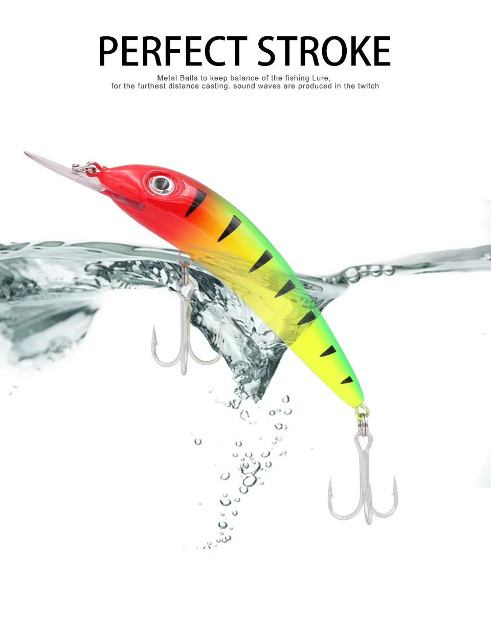 Experimente la emoción de la pesca con nuestro vibrante señuelo distanciado en superficie